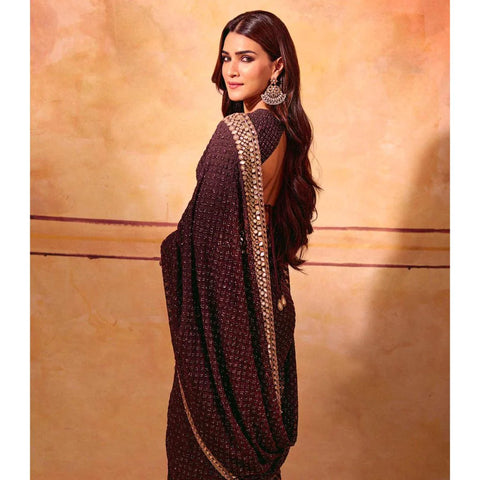 Wedding Wear Beautiful Fancy Sequence Designer Bollywood Saree