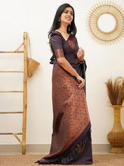 Women's Banarasi Cotton Silk Jacquard Saree with Un-stitched Blouse Piece