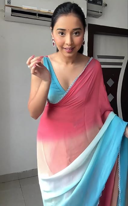 Women's Ready to Wear Soft Georgette 1 Minute Pre Pleated Saree (Multi Colour)