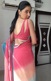 Women's Ready to Wear Soft Georgette 1 Minute Pre Pleated Saree (Multi Colour)
