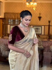 Beautiful Designer Saree on Havy pure tissue crush silk Febric With Fancy Lace