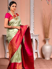 Kanjivaram Soft Lichi Silk Saree With Blouse Piece