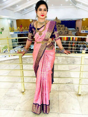 Pink Color Kanchipuram Soft Silk Saree