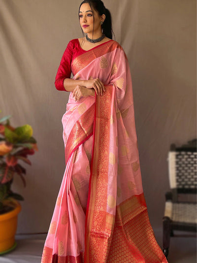 Rose Pink Linen Saree