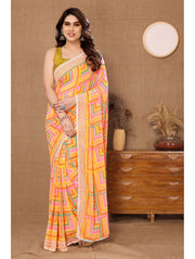 Women's Floral Printed Ready To Wear Georgette Saree With Blouse Piece